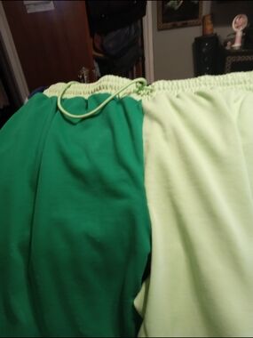 Ashley Stewart Two-Tone Green Elastic-Waist Track Pants Sz 26/28